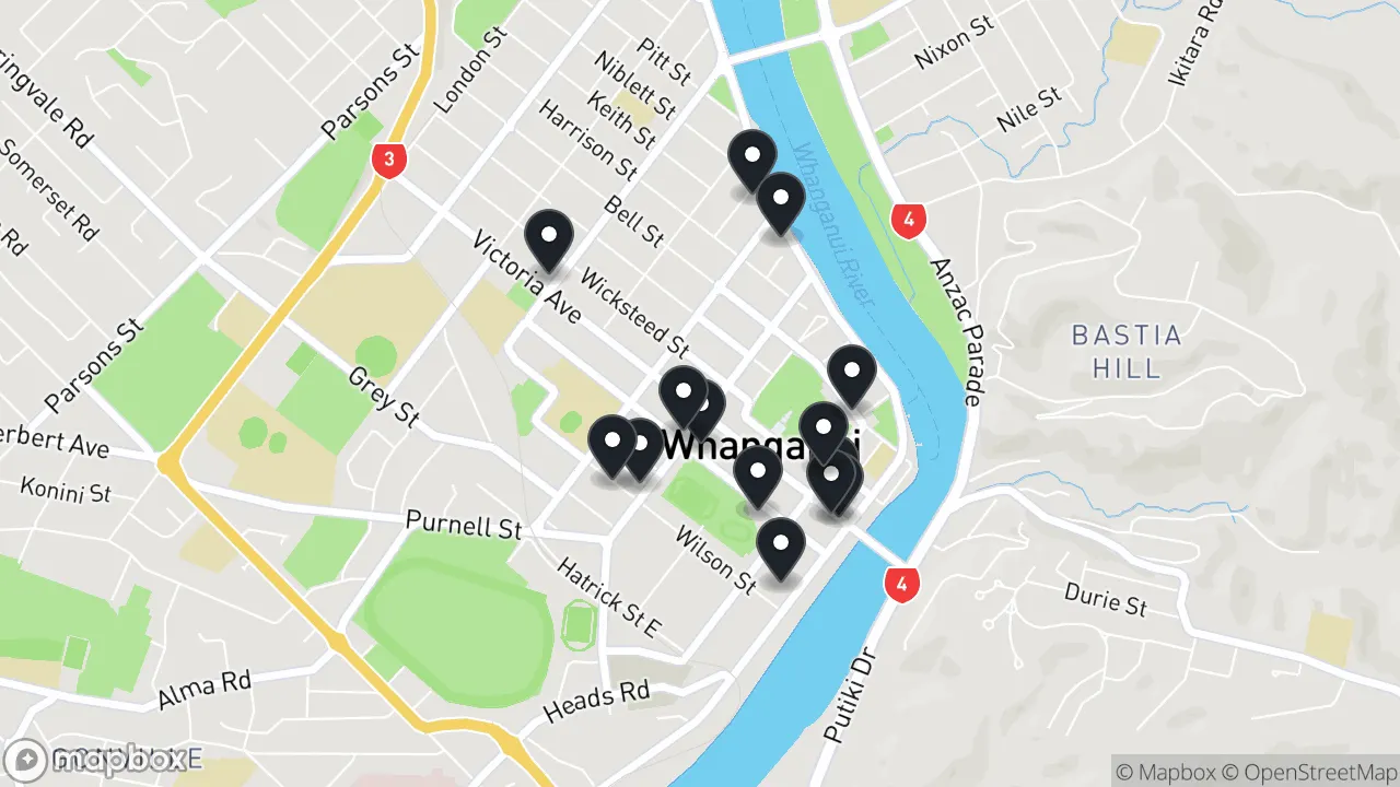 Map of local businesses in Whanganui